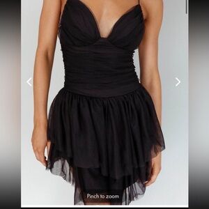 Selfie Leslie Nightingale Black Ruched Mesh Mini Dress. Size Small. 2 4 NWT